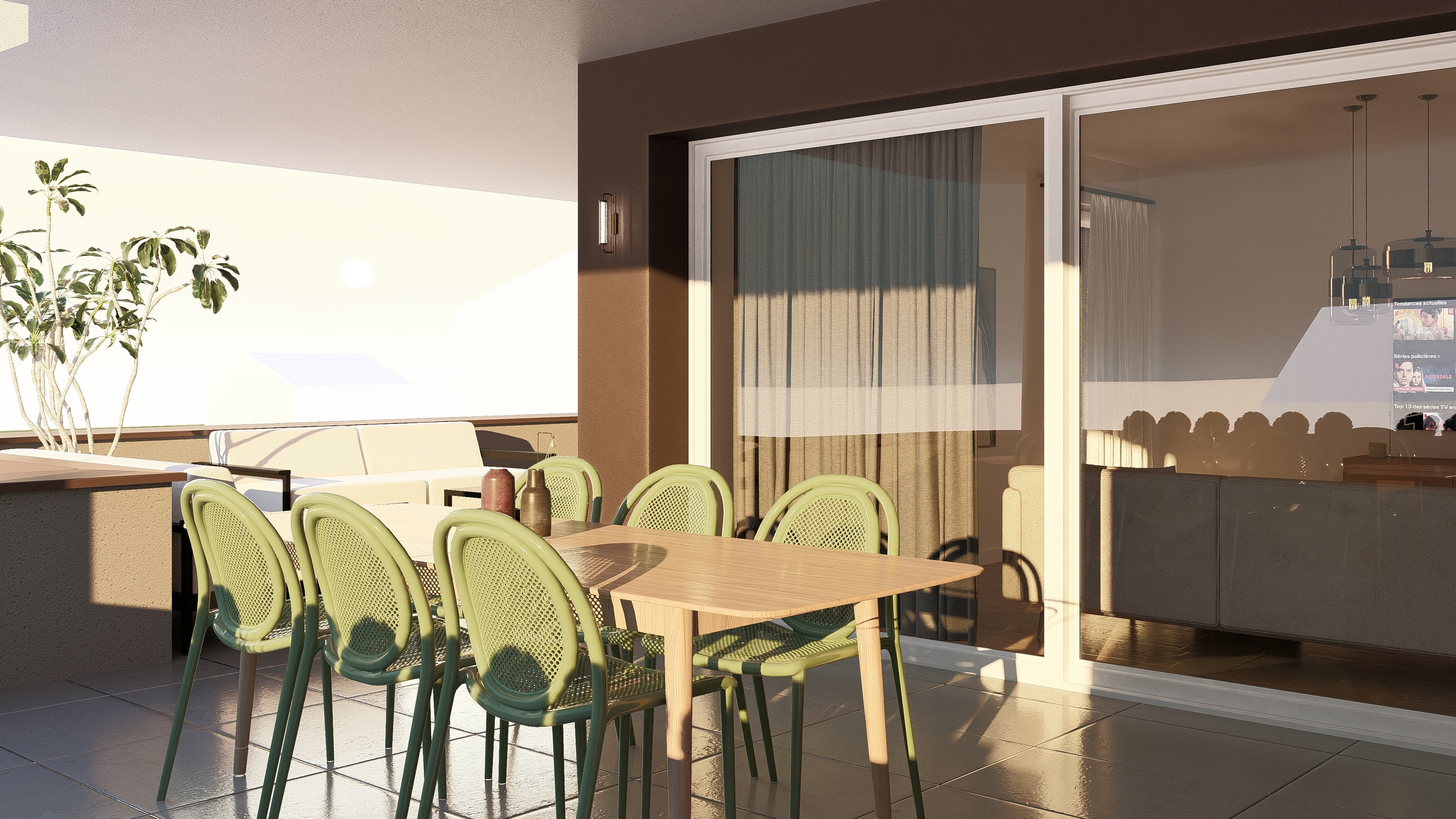 Überdachte Terrasse mit Essbereich