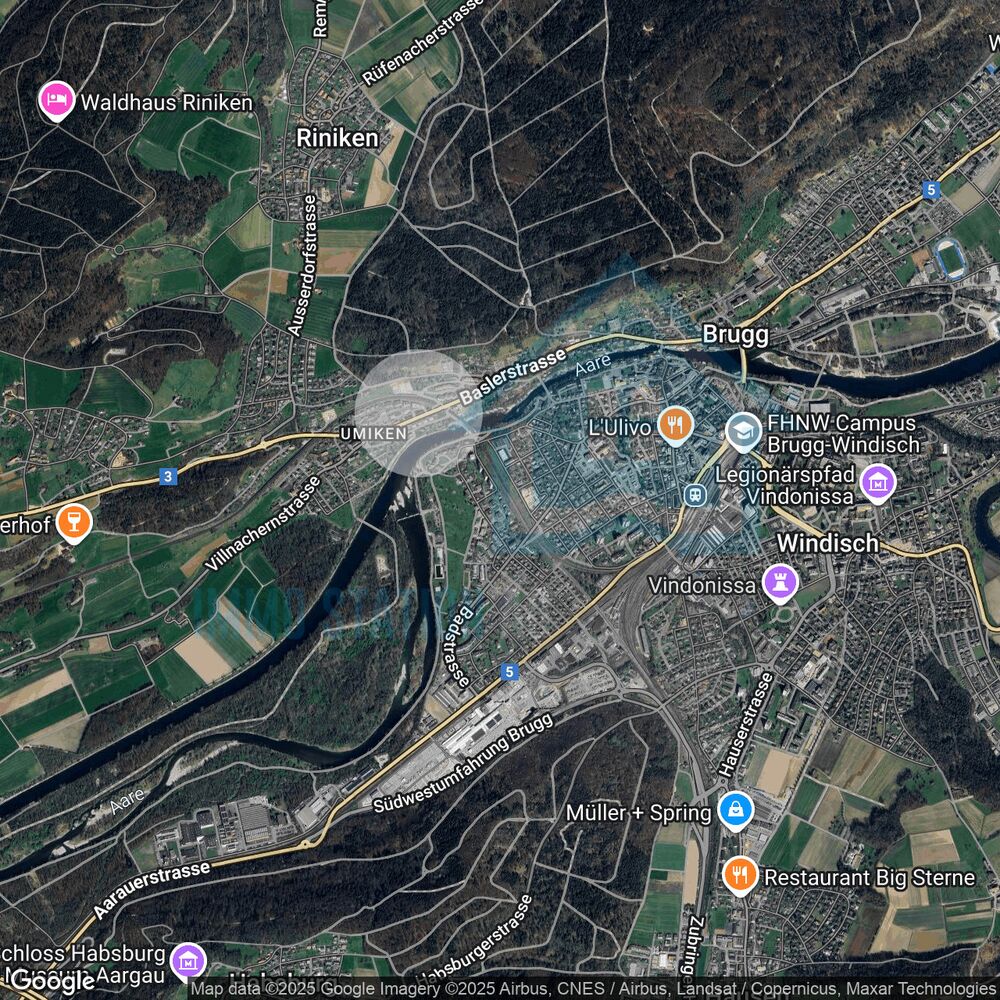 Satellitenkarte von Brugg/Umgebung