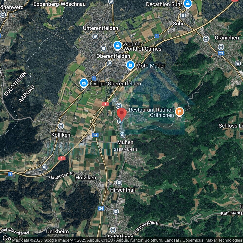 Satellitenkarte einer ländlich-urbanen Region