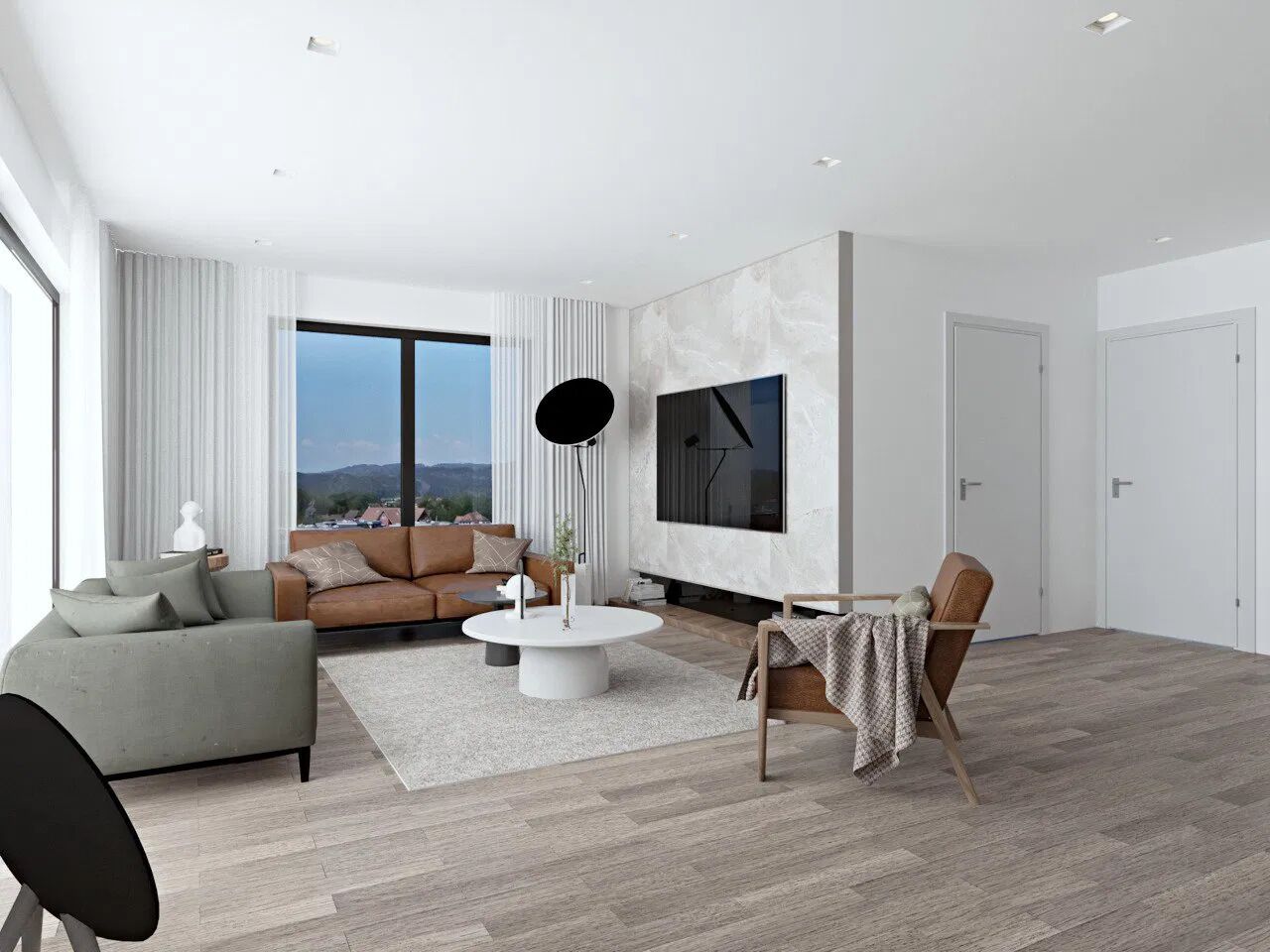 Modernes Wohnzimmer mit Panoramafenster