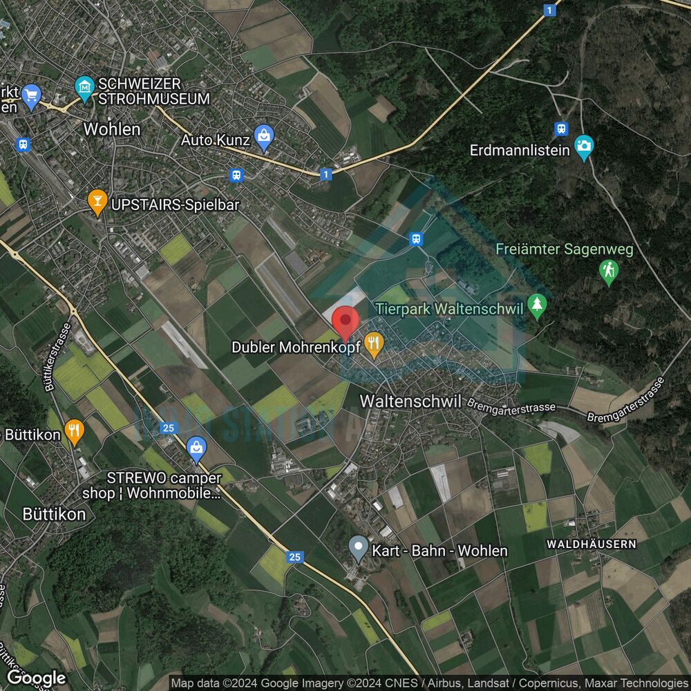 Satellitenkarte einer Region in der Schweiz