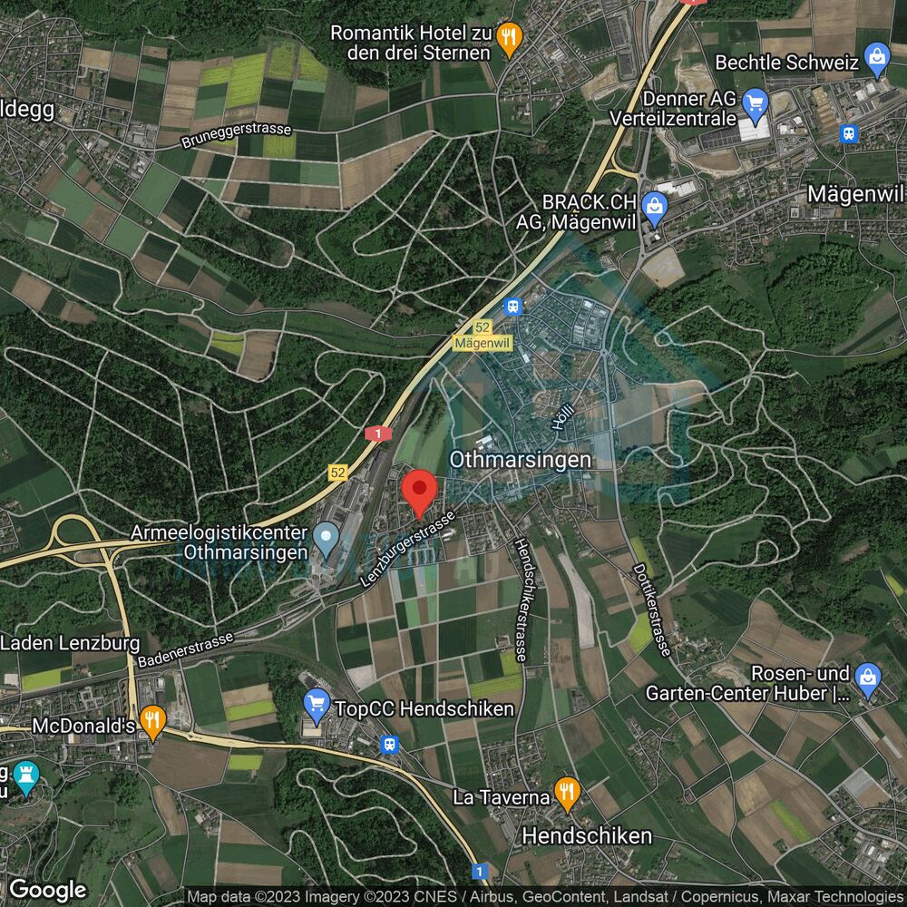 Satellitenkarte mit Ortsmarkierung