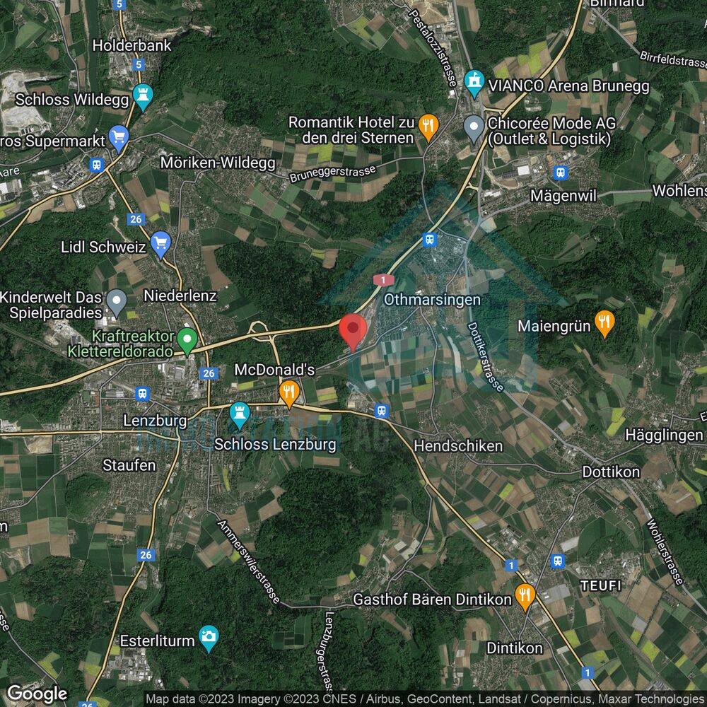 Satellitenkarte einer Region mit markierter Position