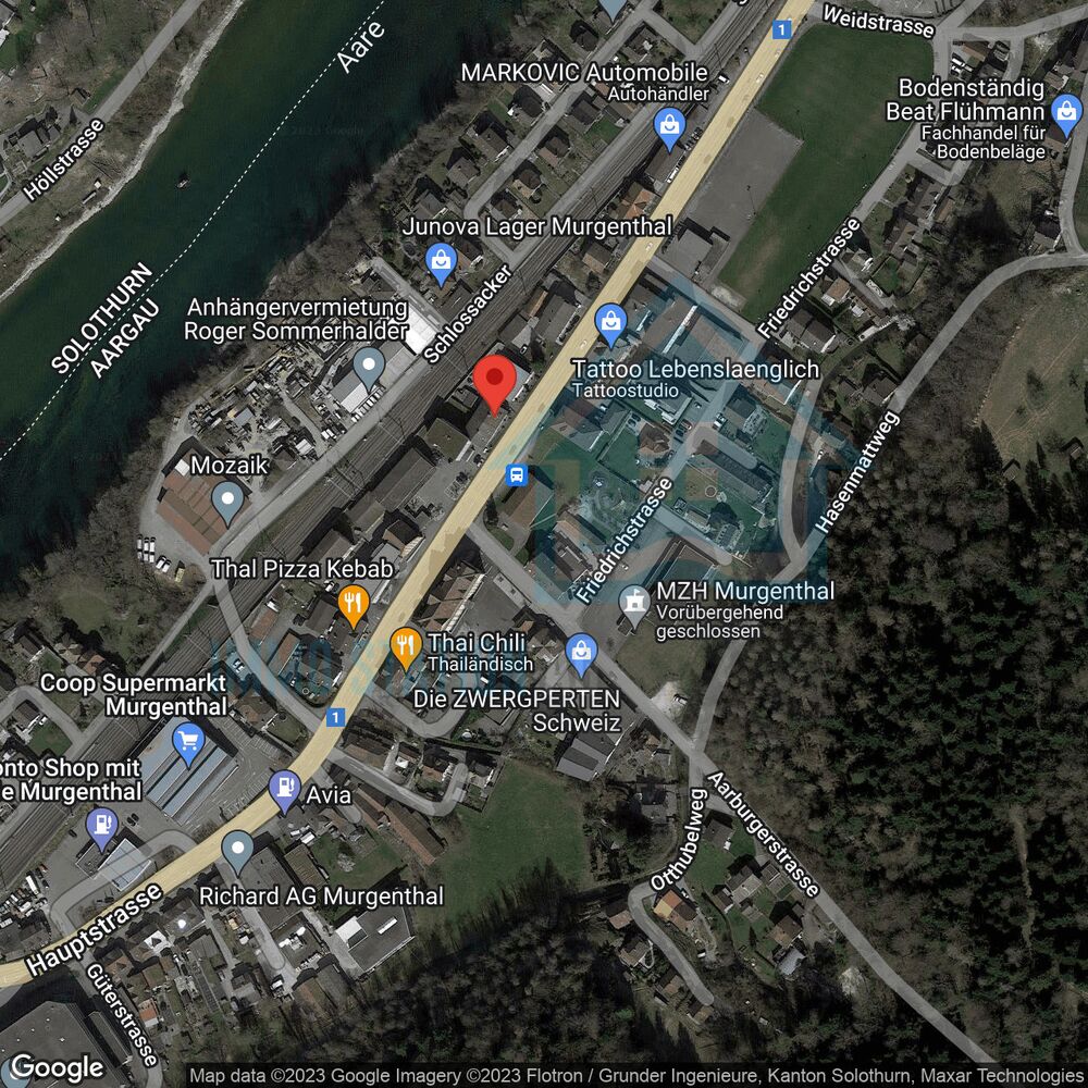 Satellitenkarte eines städtischen Gebiets am Fluss