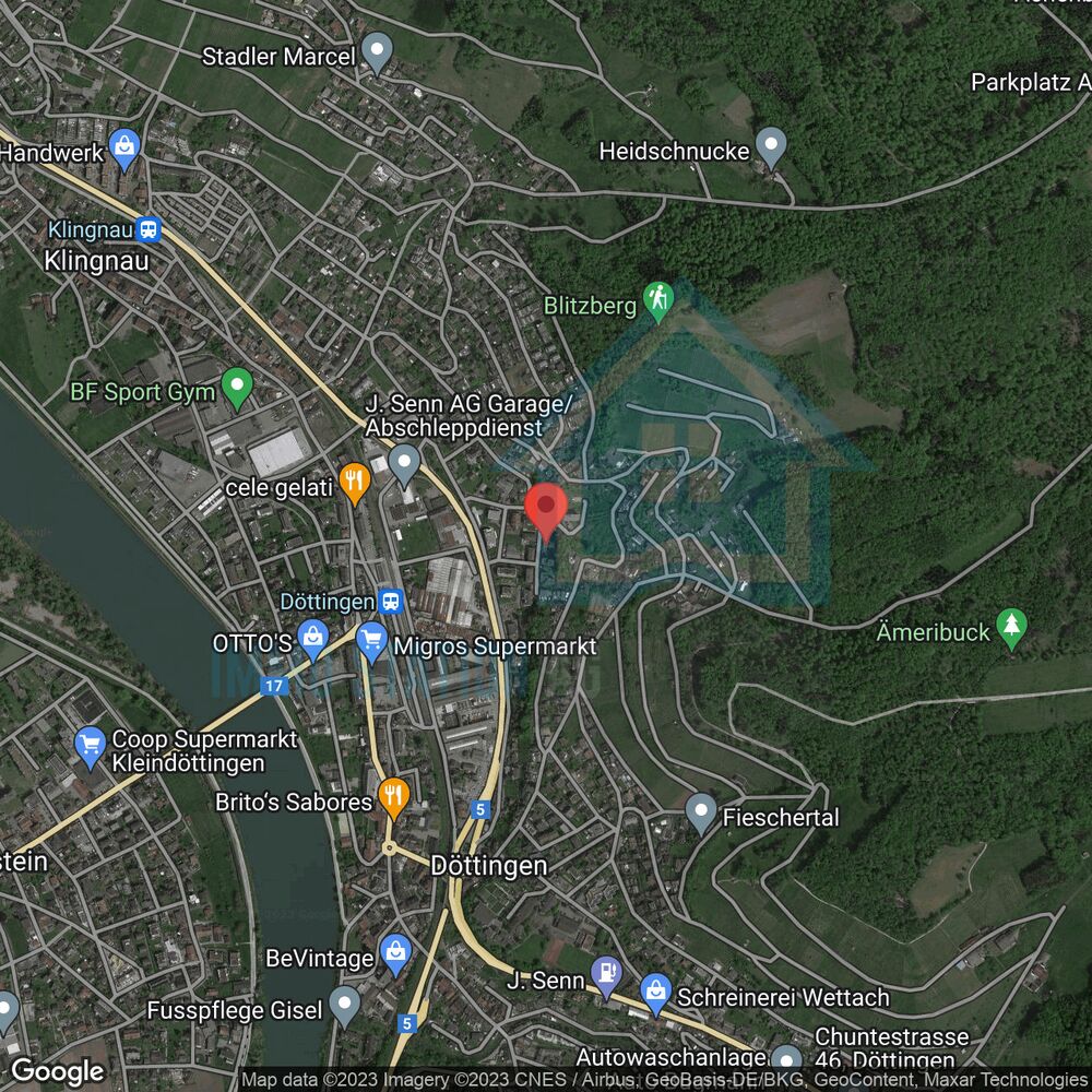 Satellitenkarte von Klingnau und Döttingen