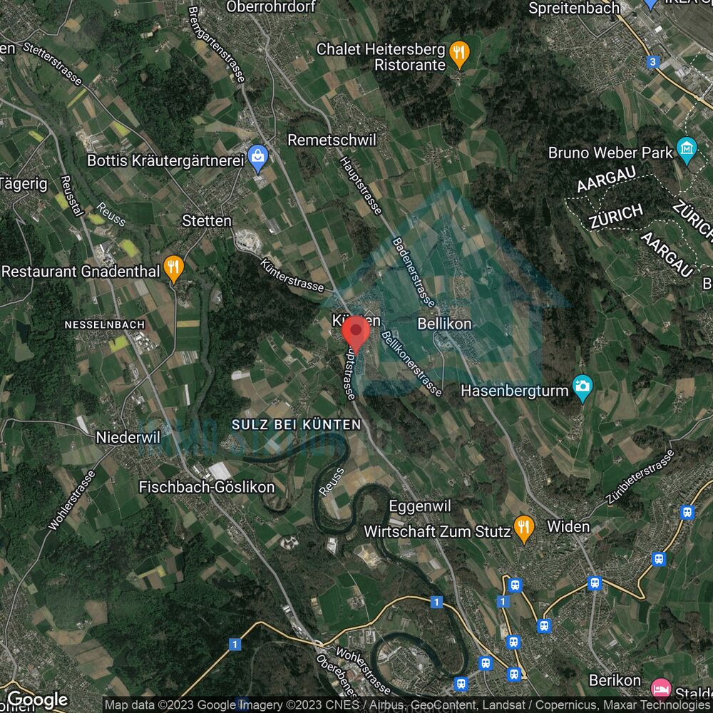 Satellitenkarte einer ländlich-suburbanen Region