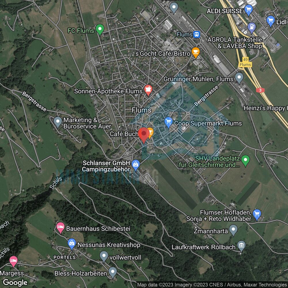 Satellitenkarte eines Ortszentrums