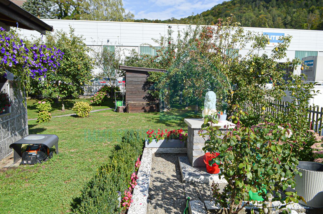 Garten mit vielen Pflanzen und Nebengebäuden