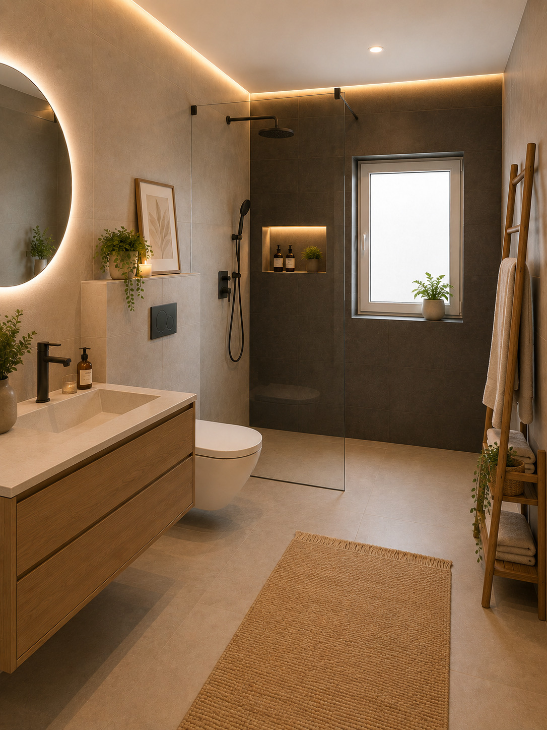 Modernes Badezimmer mit Walk-in-Dusche
