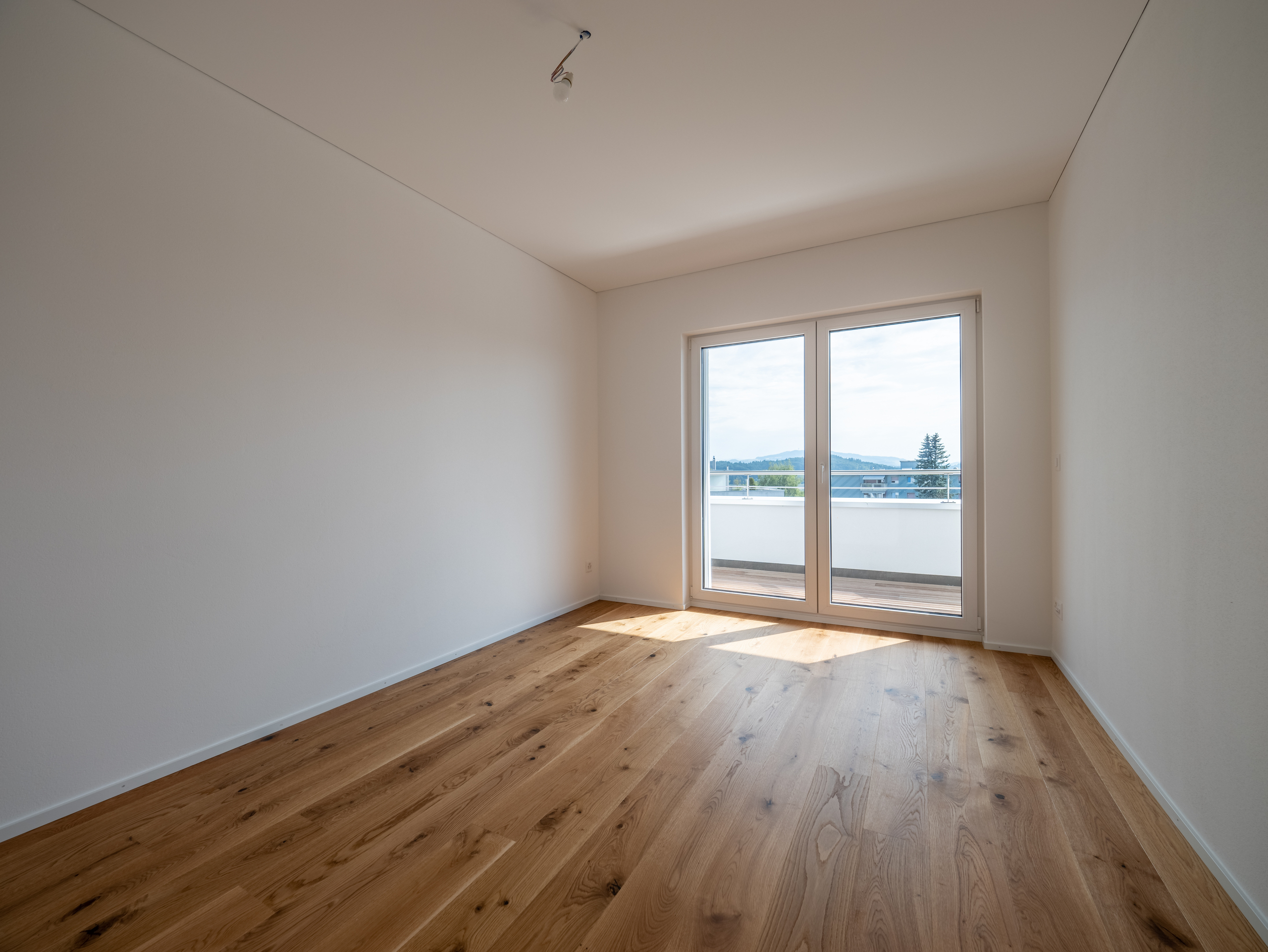 Heller leerer Raum mit Balkonblick