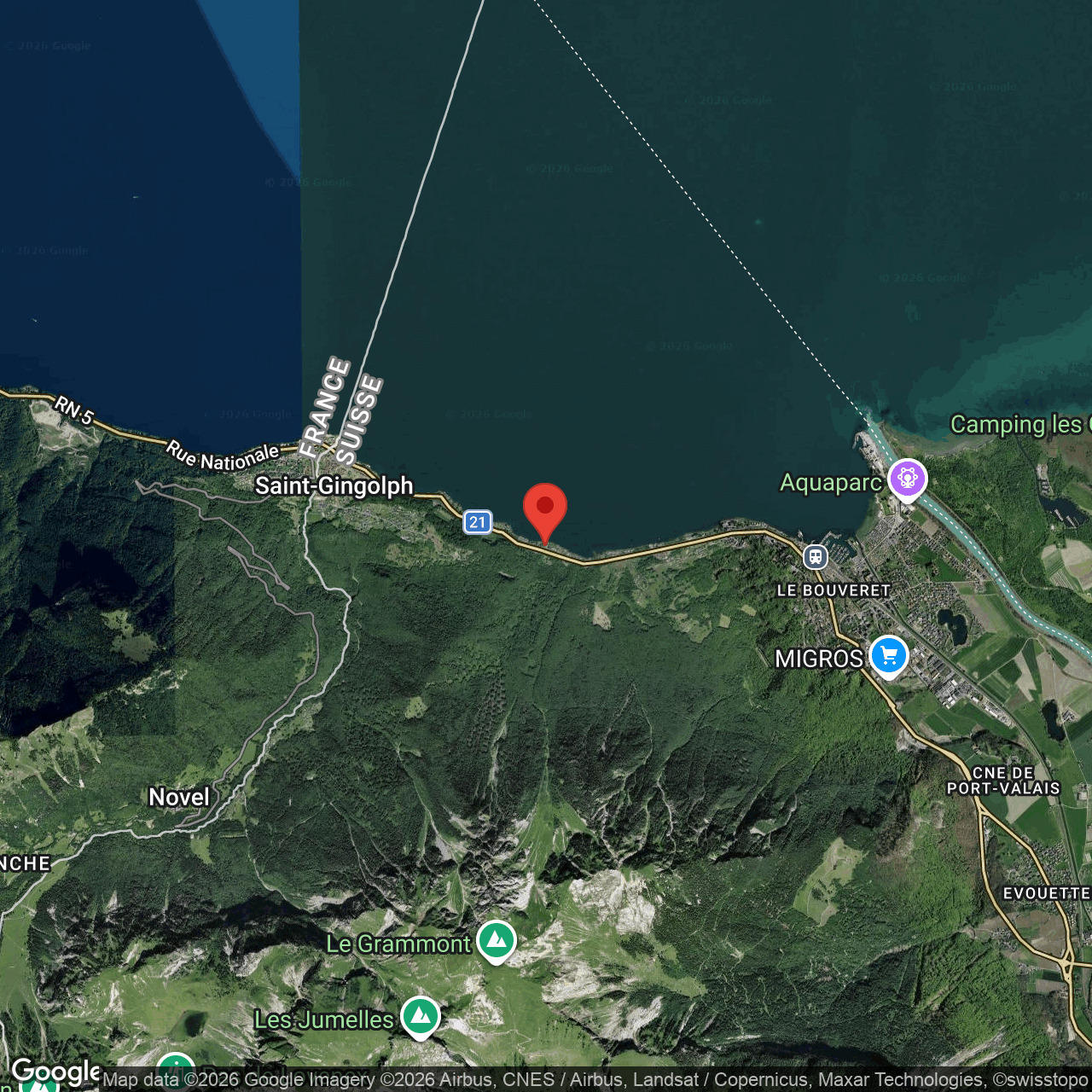 Satellitenkarte am Genfersee