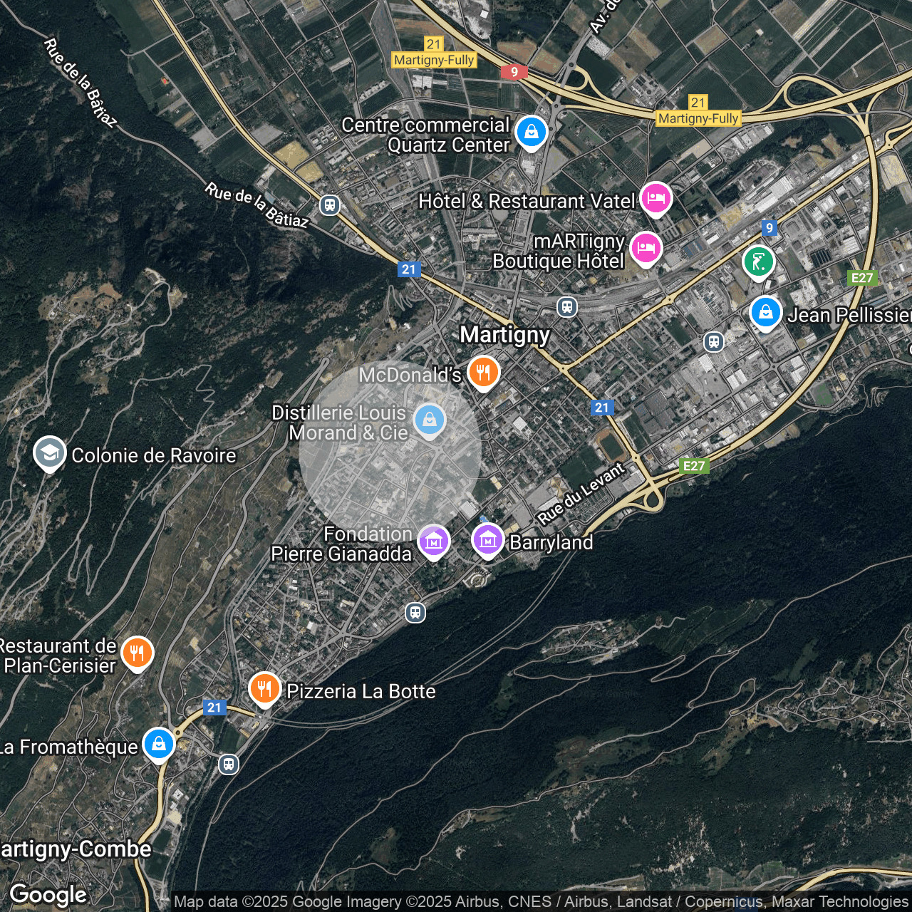 Satellitenkarte von Martigny