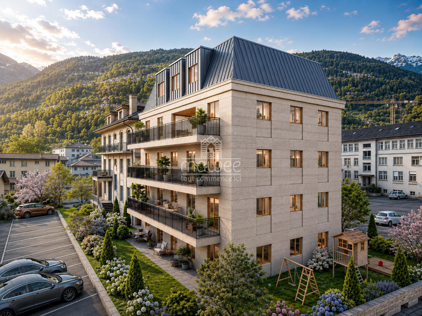 Moderne Wohnanlage in alpiner Umgebung