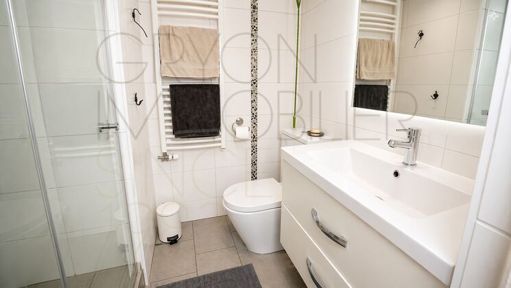 Modernes Badezimmer mit Dusche und Waschtisch