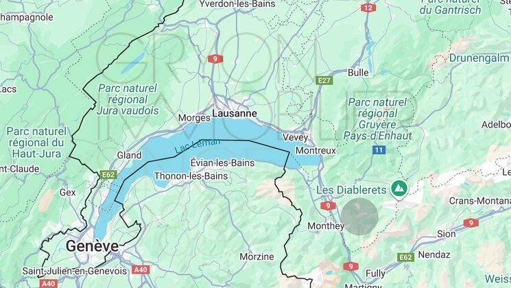 Kartenansicht einer Region in der Schweiz und Frankreich