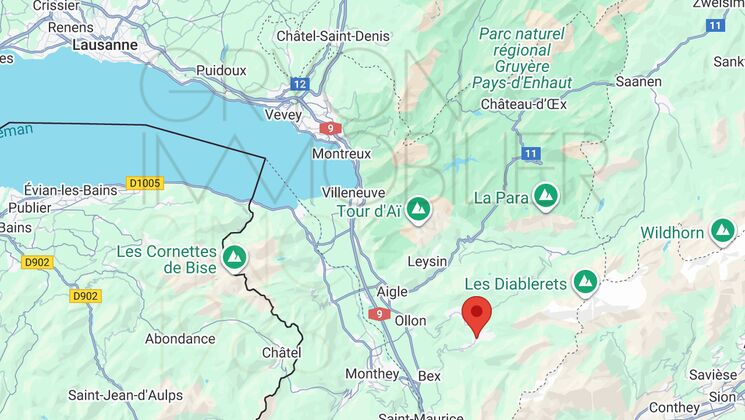 Kartenausschnitt mit Standortmarkierung in den Alpen