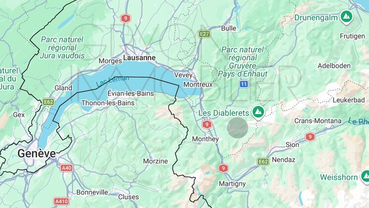 Kartenansicht der Westschweiz und der Alpen