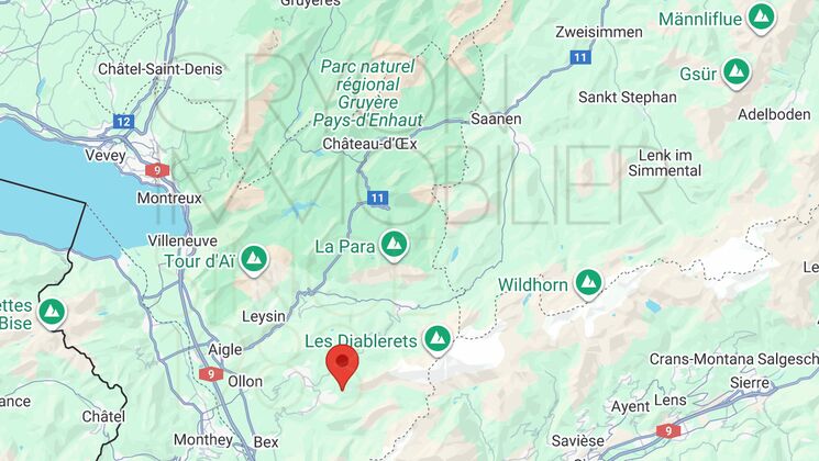 Kartenausschnitt mit Standortmarkierung in den Alpen
