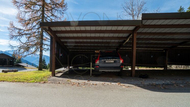 Überdachter Carport mit Fahrzeug