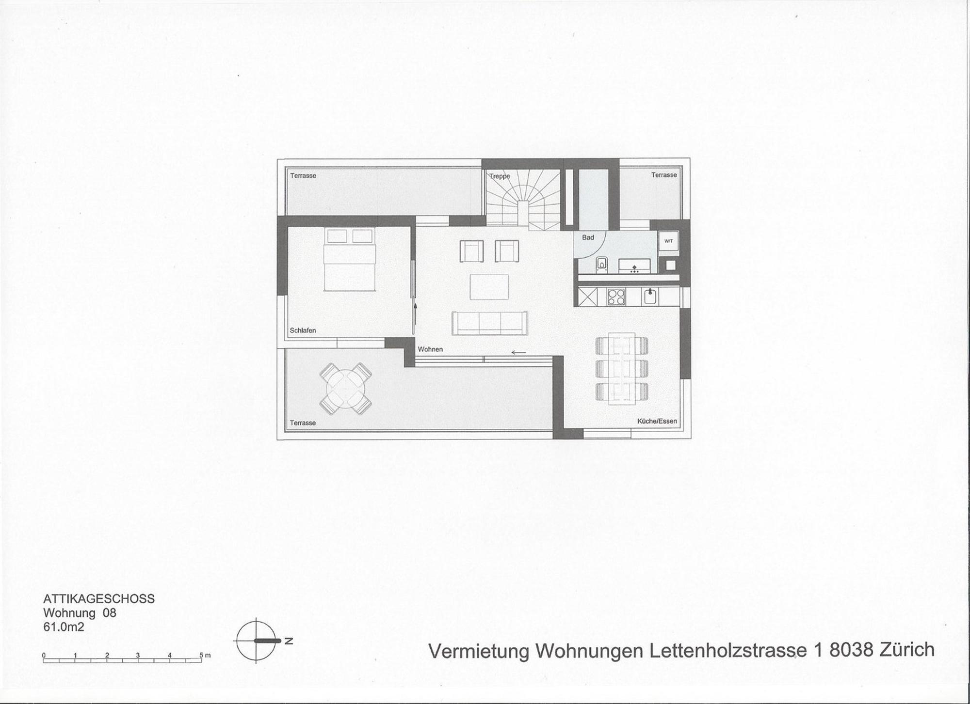 Dachgeschoss-Grundriss einer Wohnung