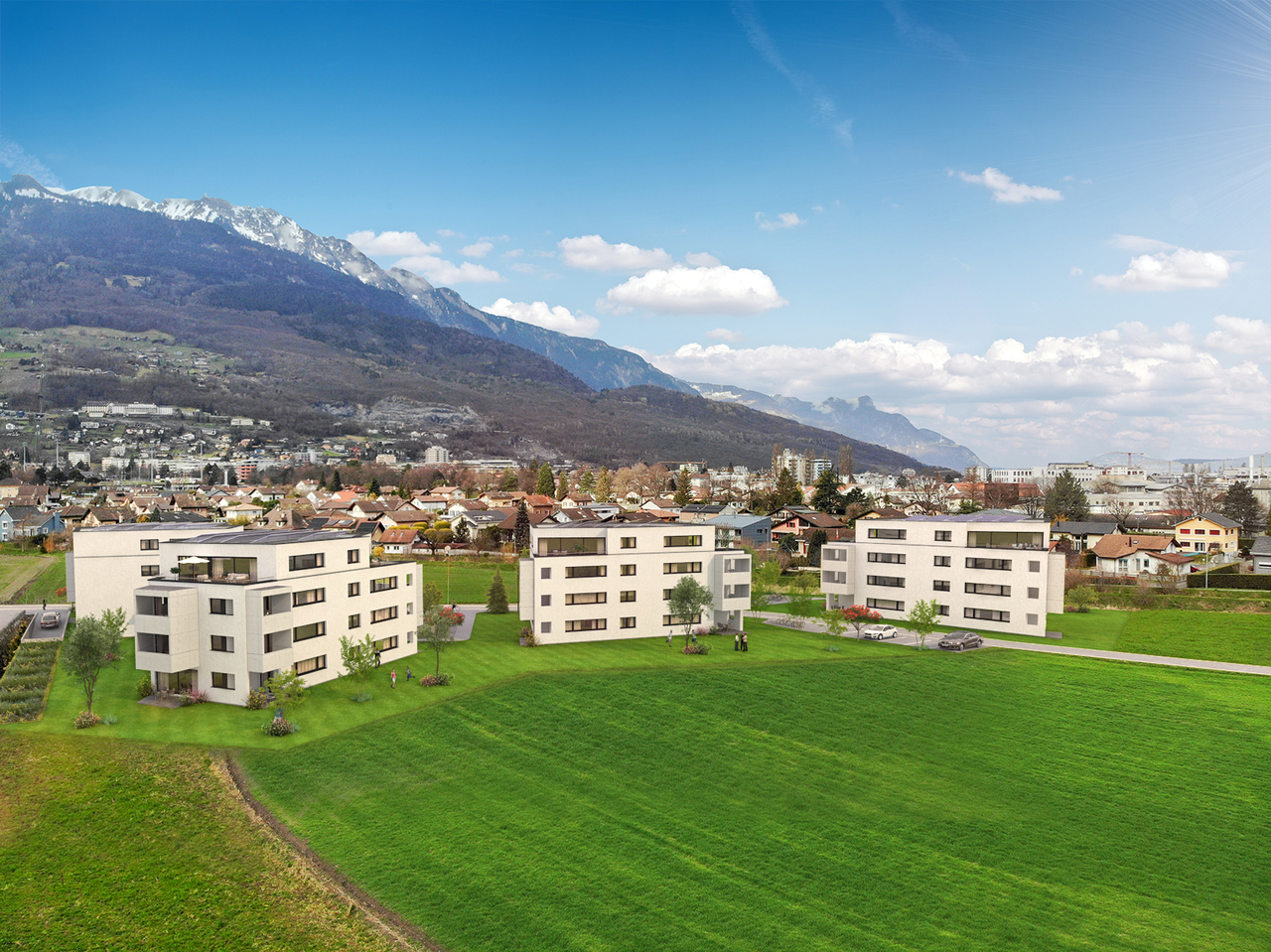 Wohnanlage mit Bergblick