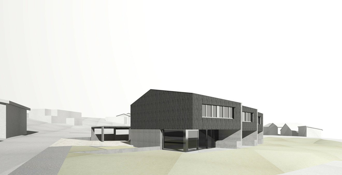Moderne Architekturvisualisierung eines Einfamilienhauses