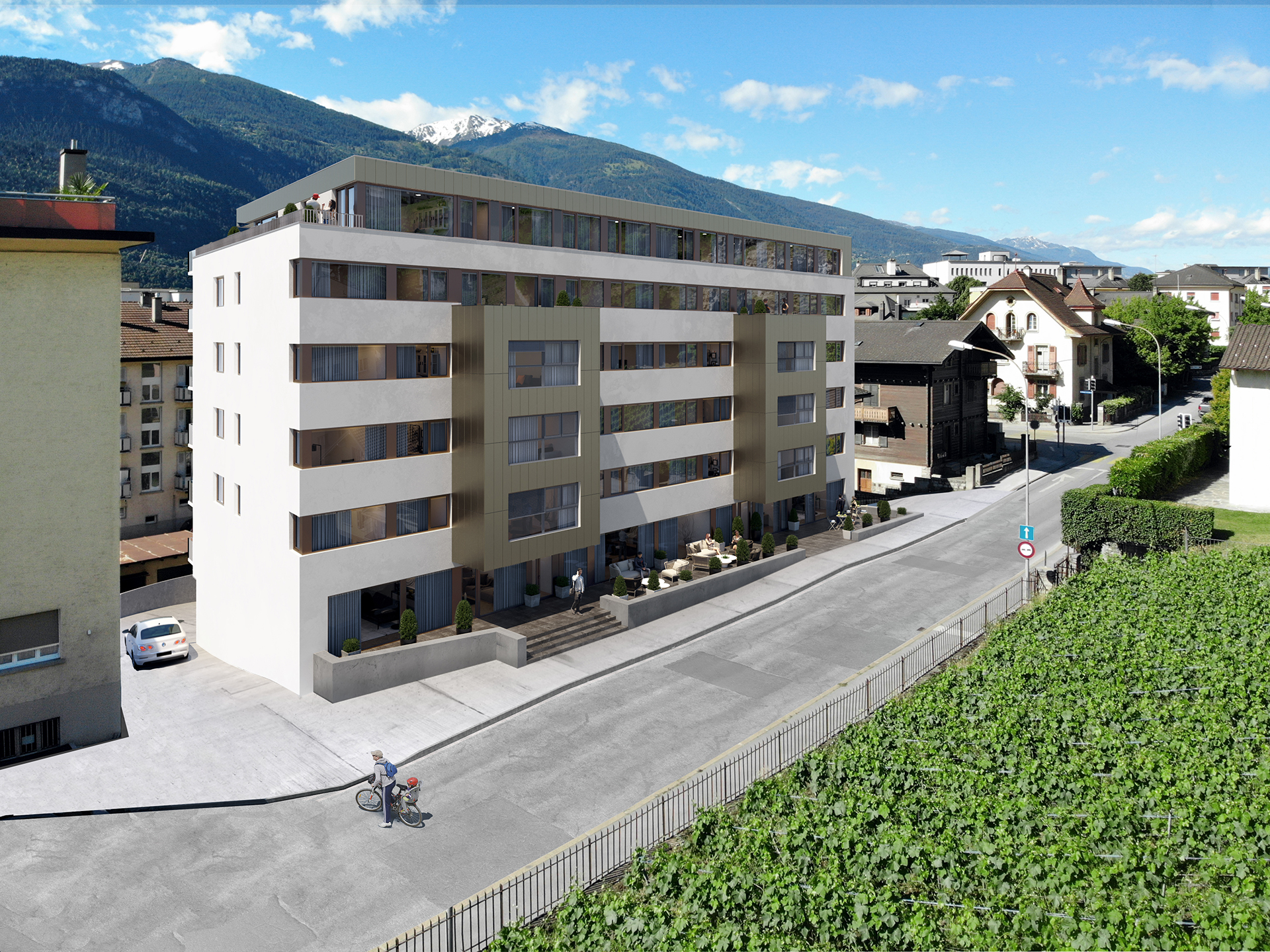Modernes Mehrfamilienhaus in alpiner Umgebung