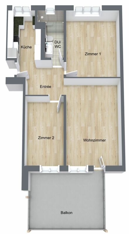 Grundriss einer Wohnung mit Balkon