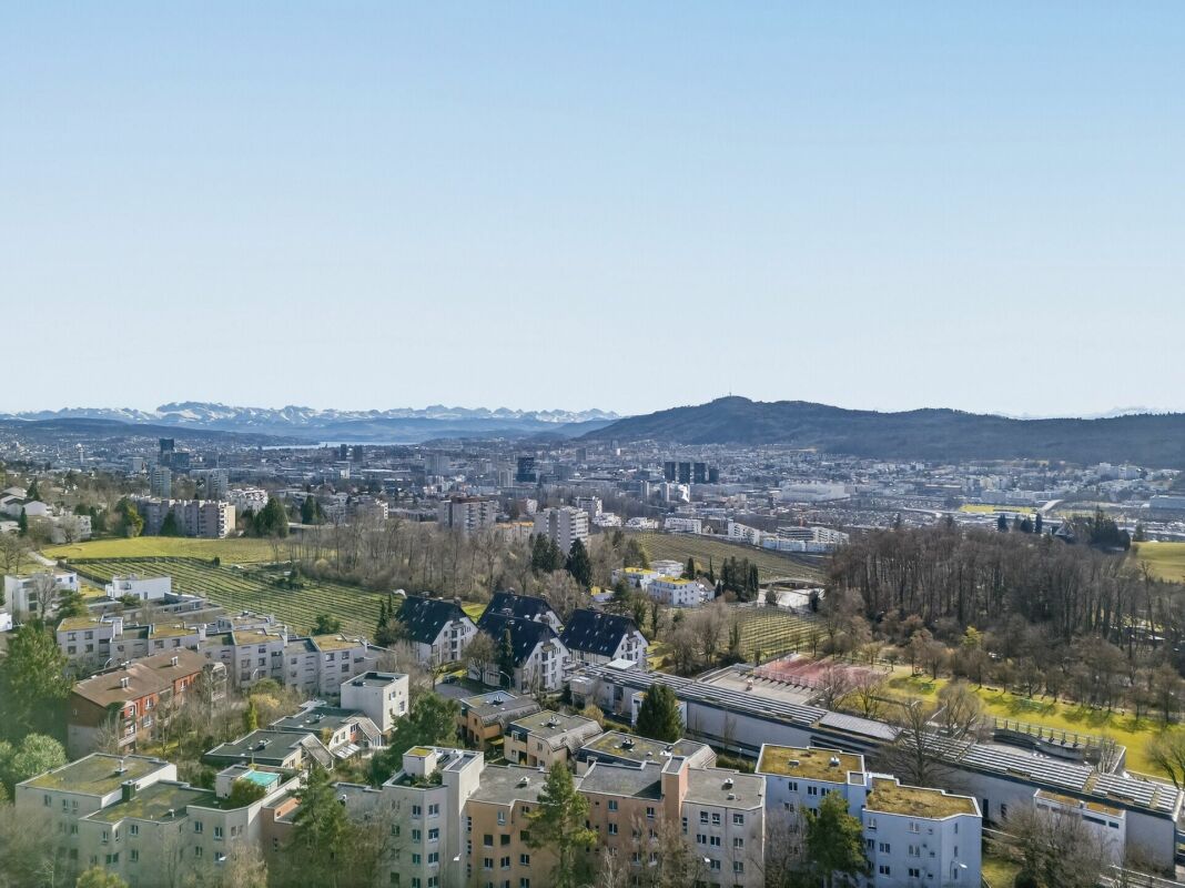 Stadtpanorama mit Blick auf Berge