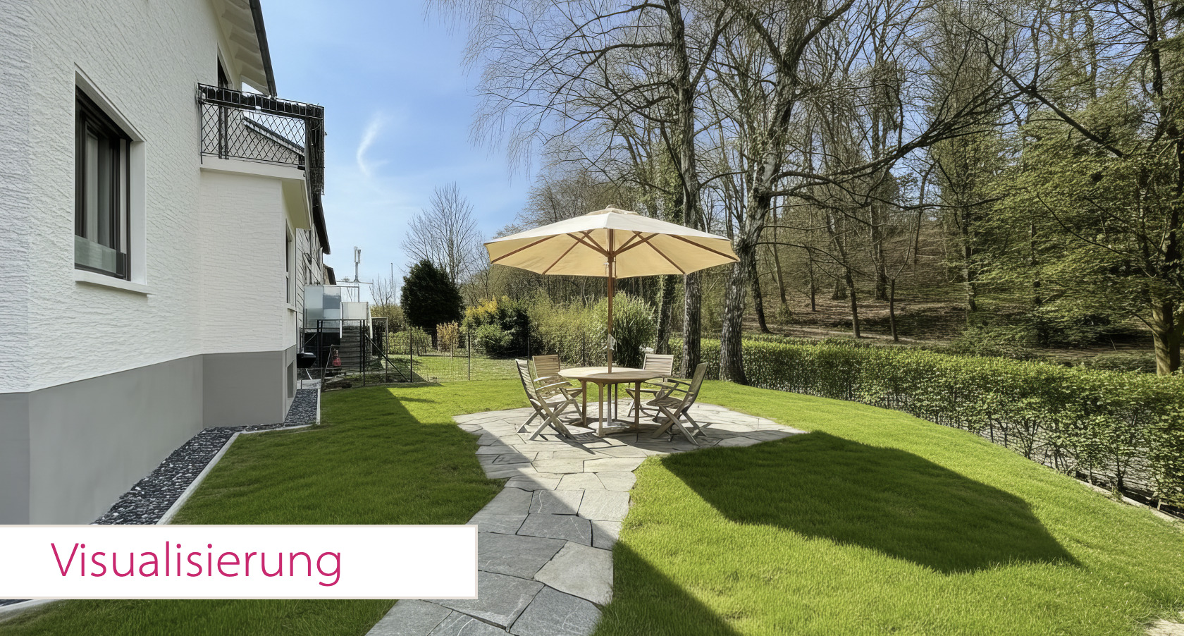 Garten mit Sitzgruppe und Terrasse