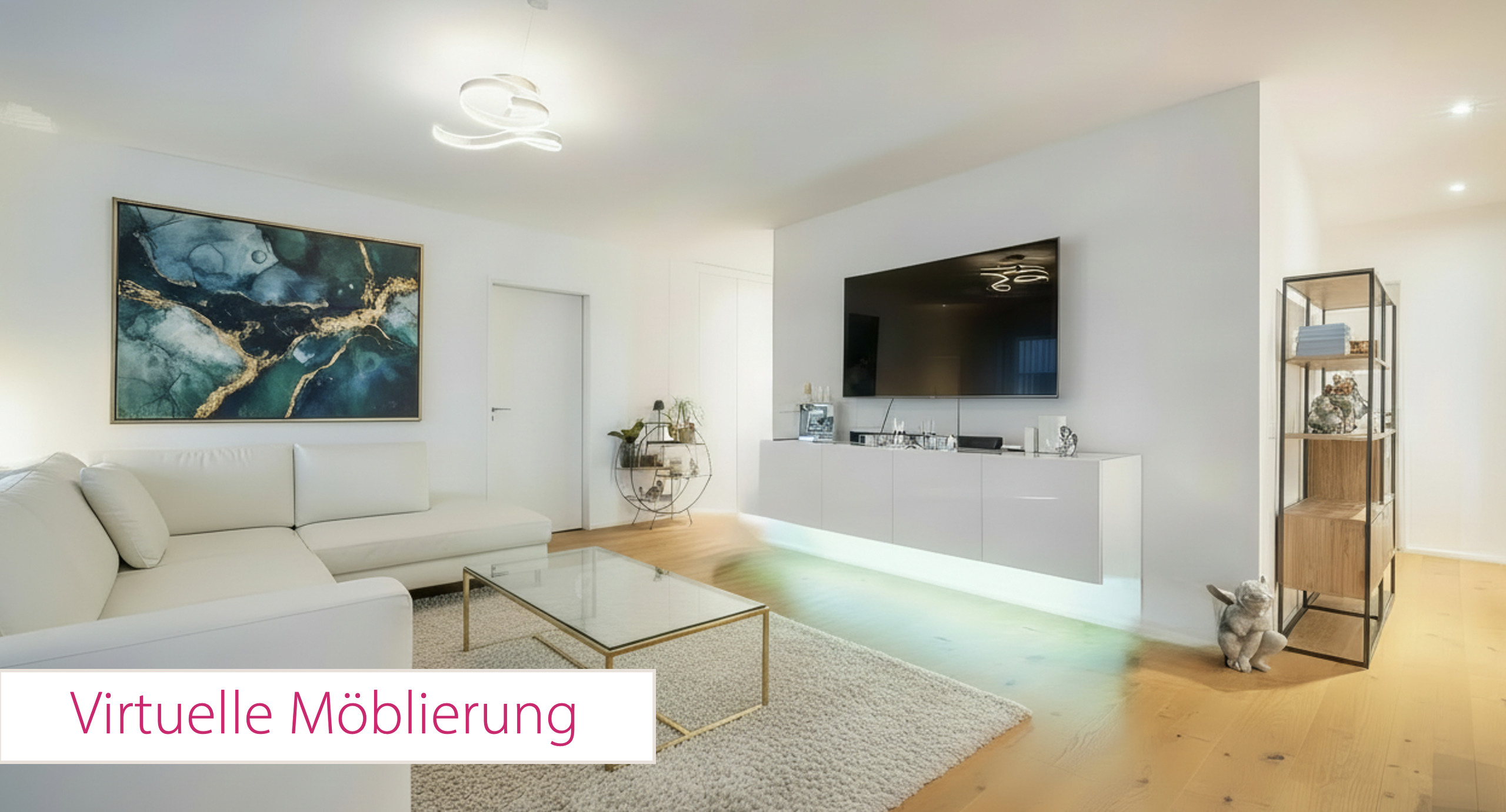Modernes Wohnzimmer mit virtueller Möblierung