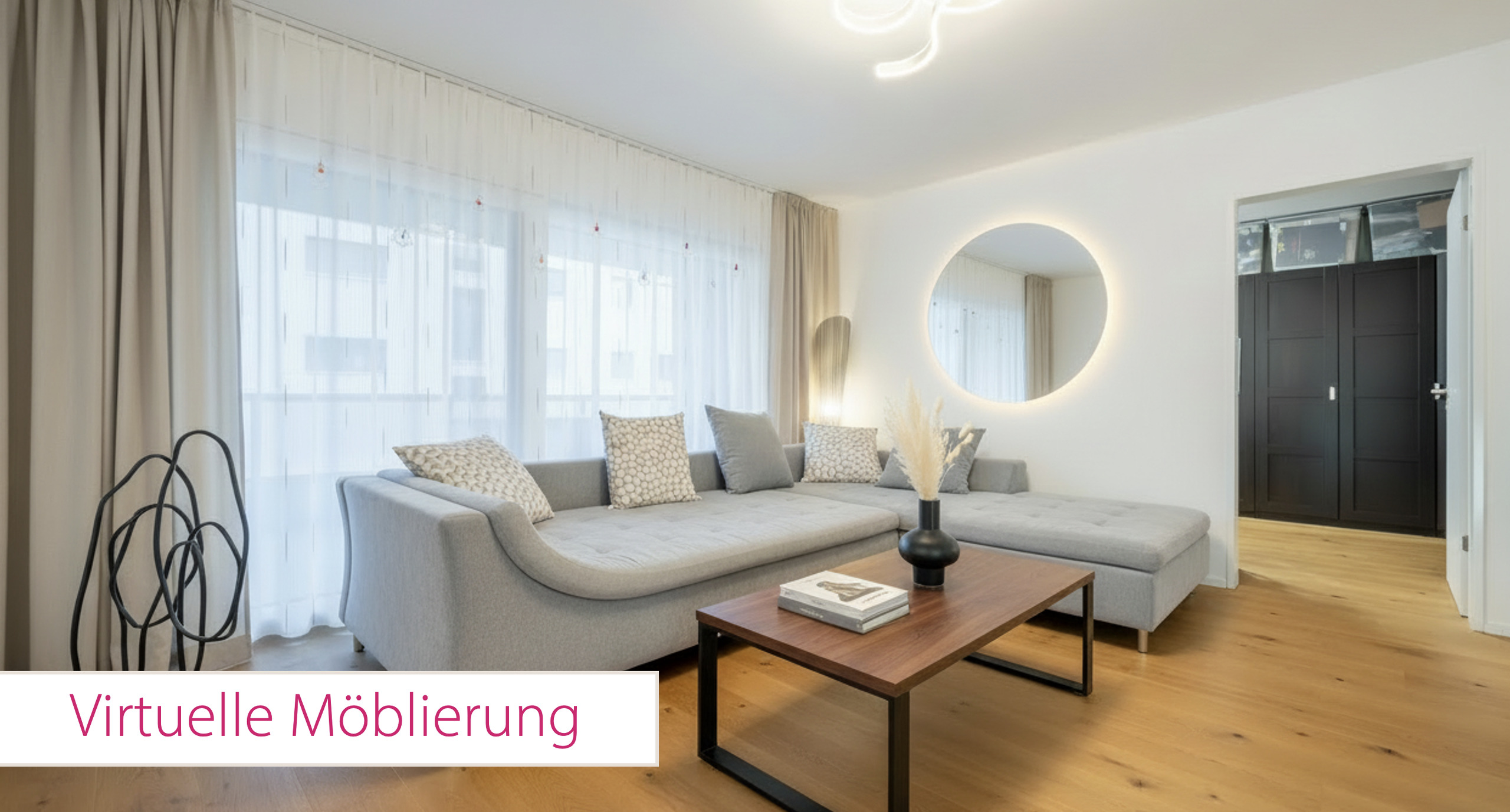Virtuell möbliertes Wohnzimmer