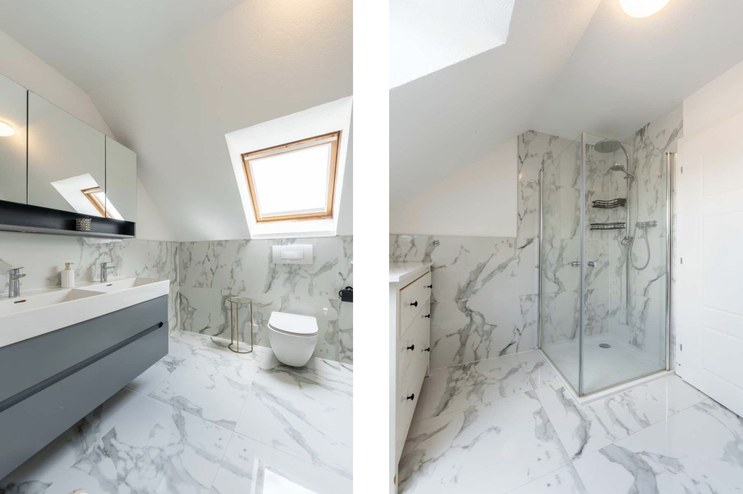 Modernes Badezimmer mit Dachfenster