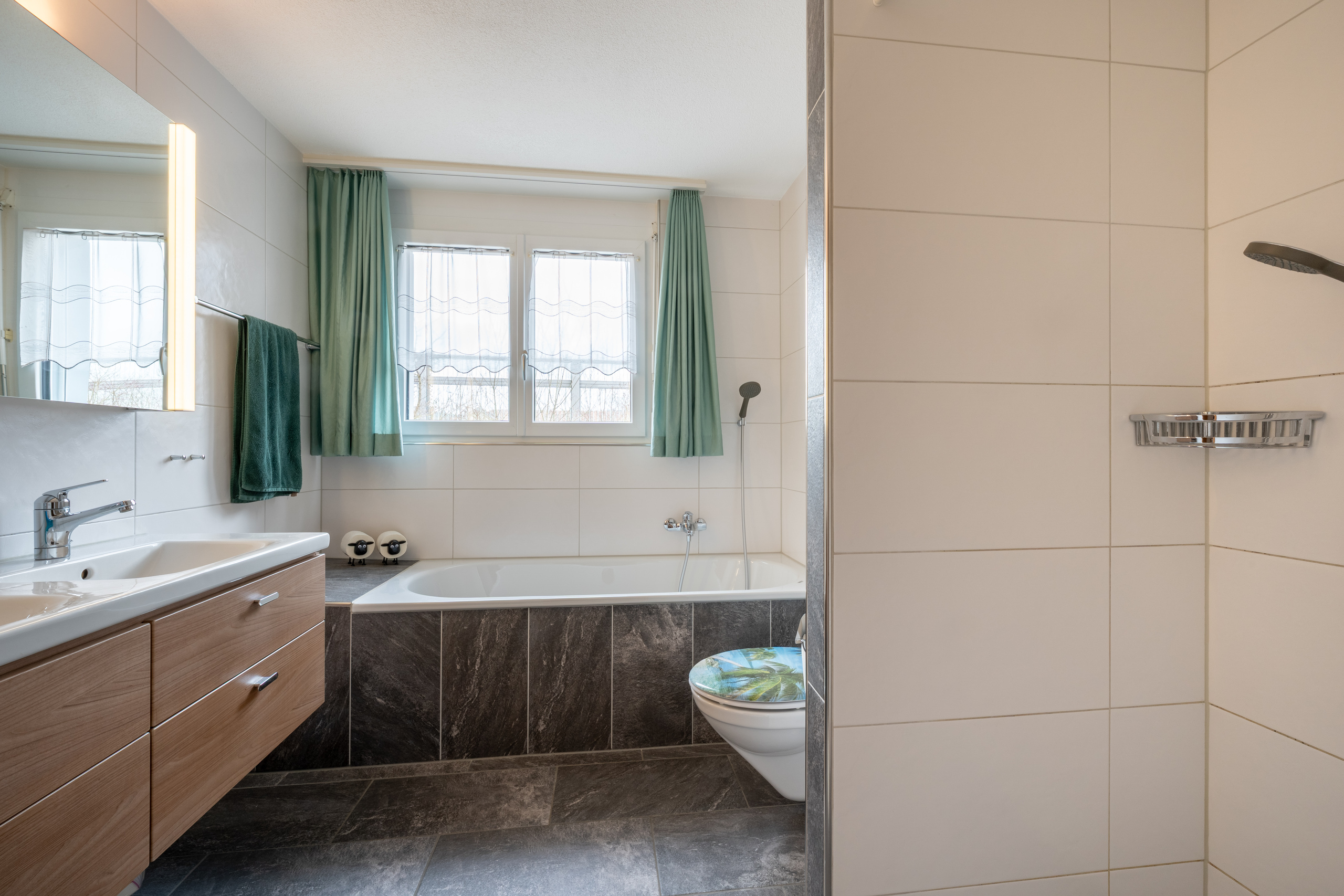 Modernes Badezimmer mit Badewanne und Dusche