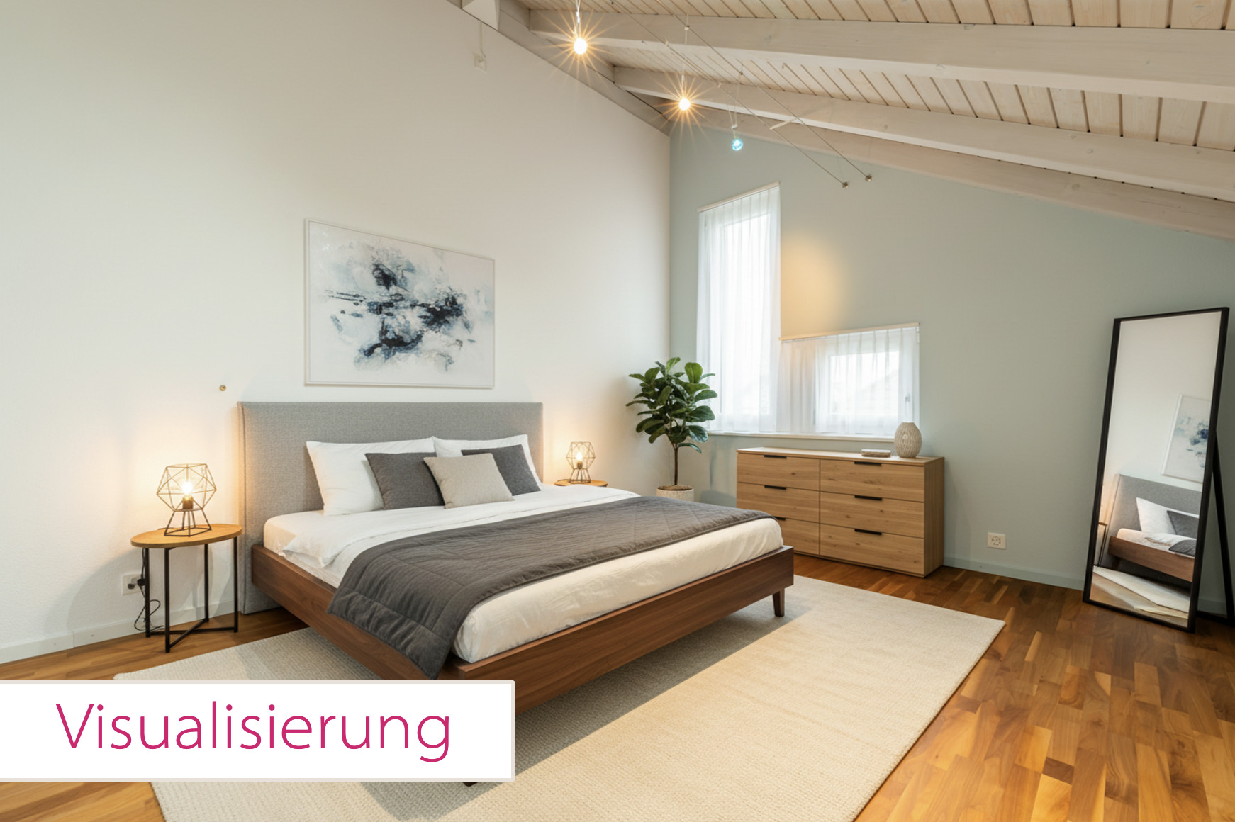 Modernes Schlafzimmer mit Visualisierung