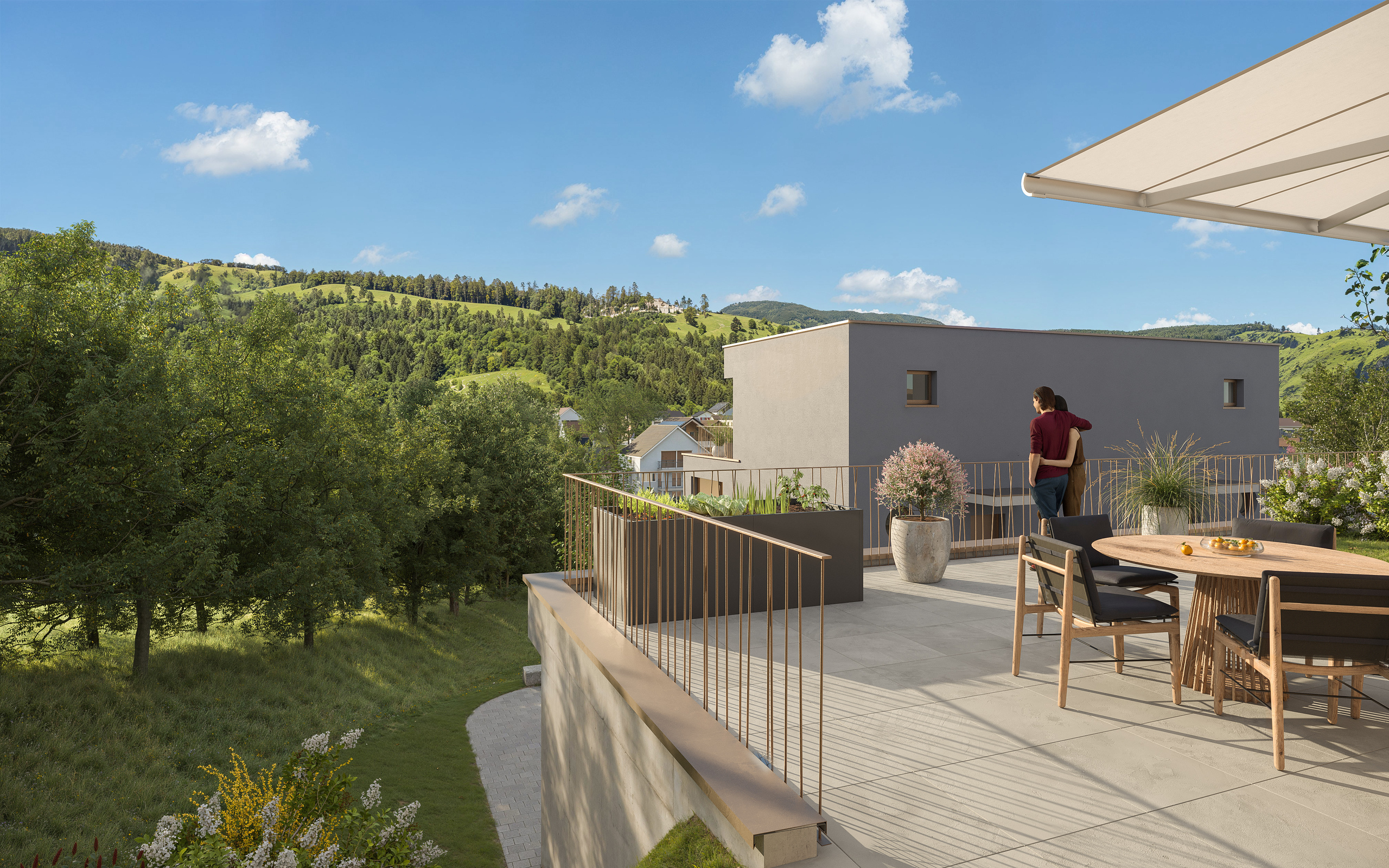 Dachterrasse mit Bergblick