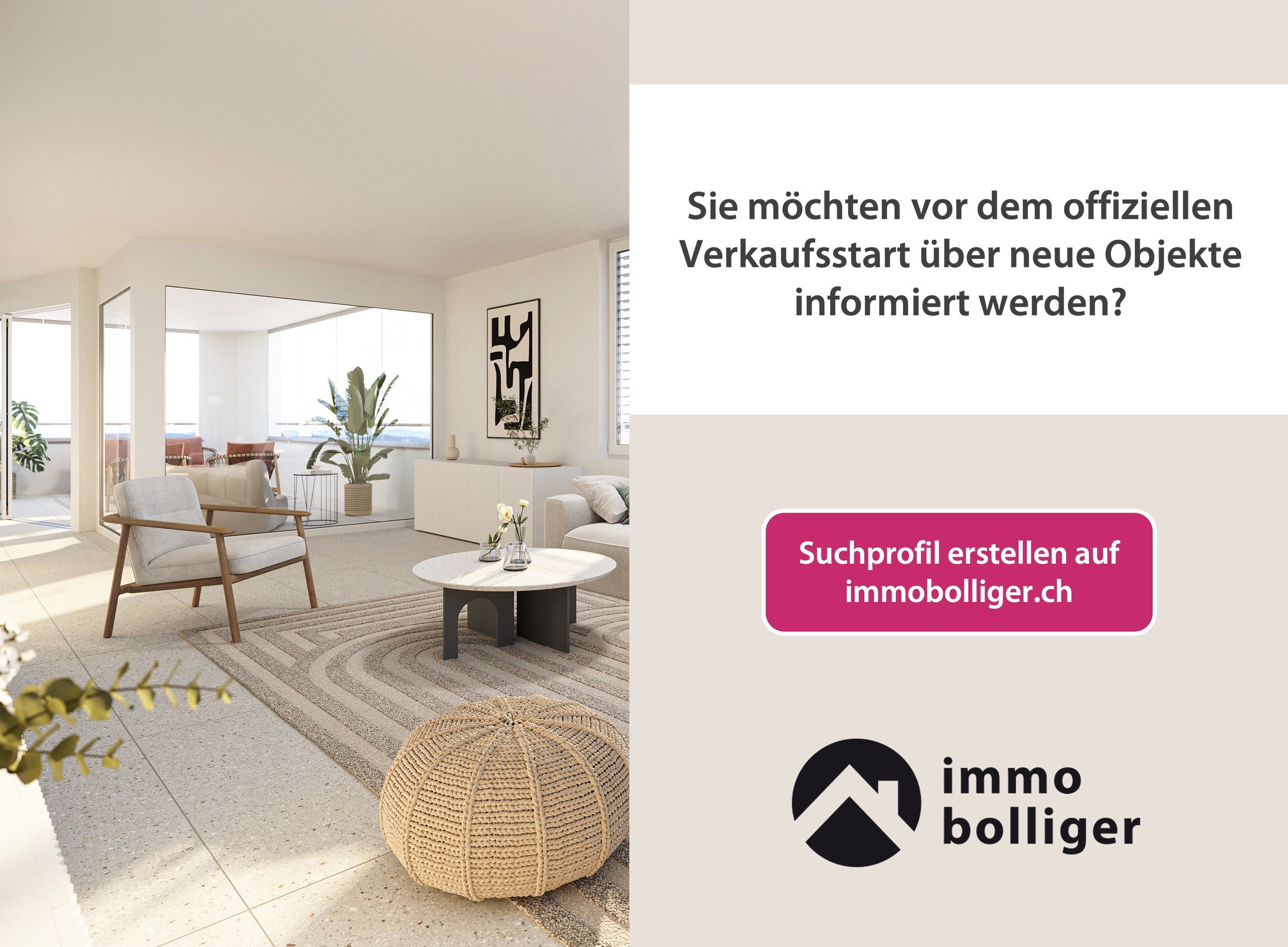 Helles, modernes Wohnzimmer mit Staging-Möbeln