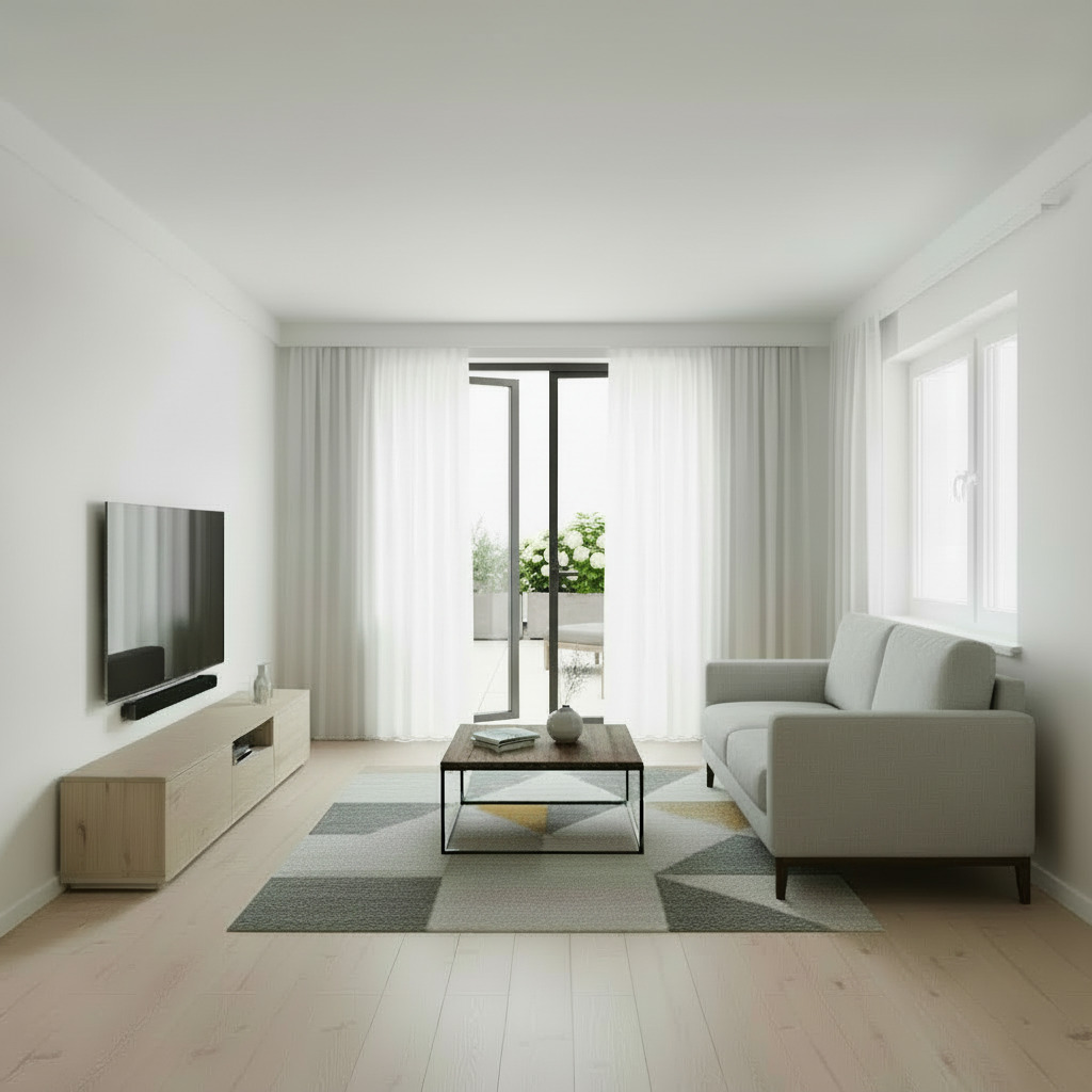 Helles Wohnzimmer mit Balkonzugang