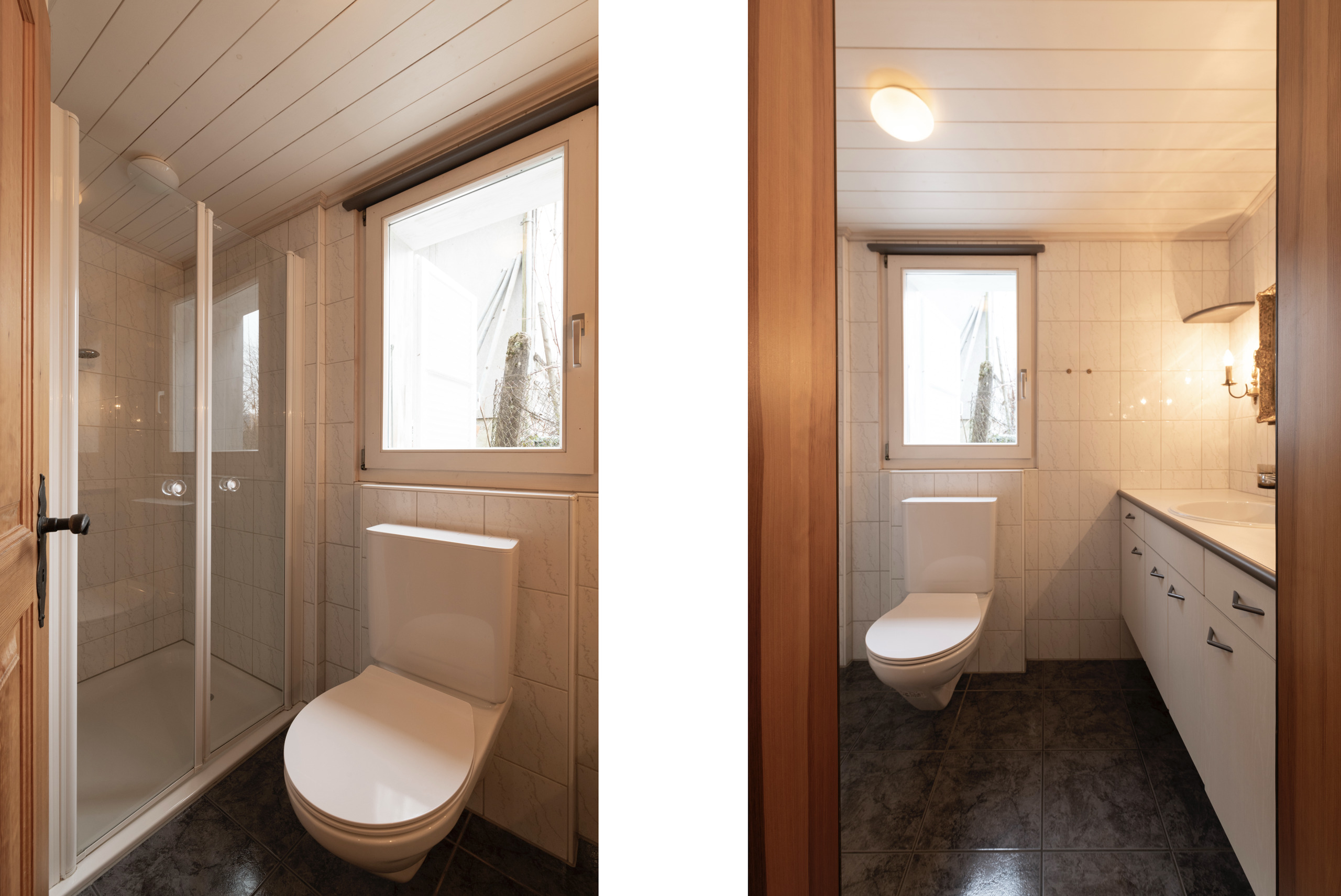 Kleines Badezimmer mit Dusche und WC