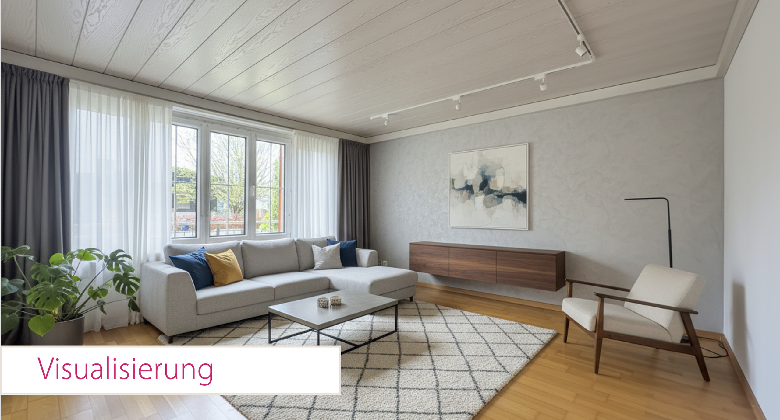 Helles, modern eingerichtetes Wohnzimmer