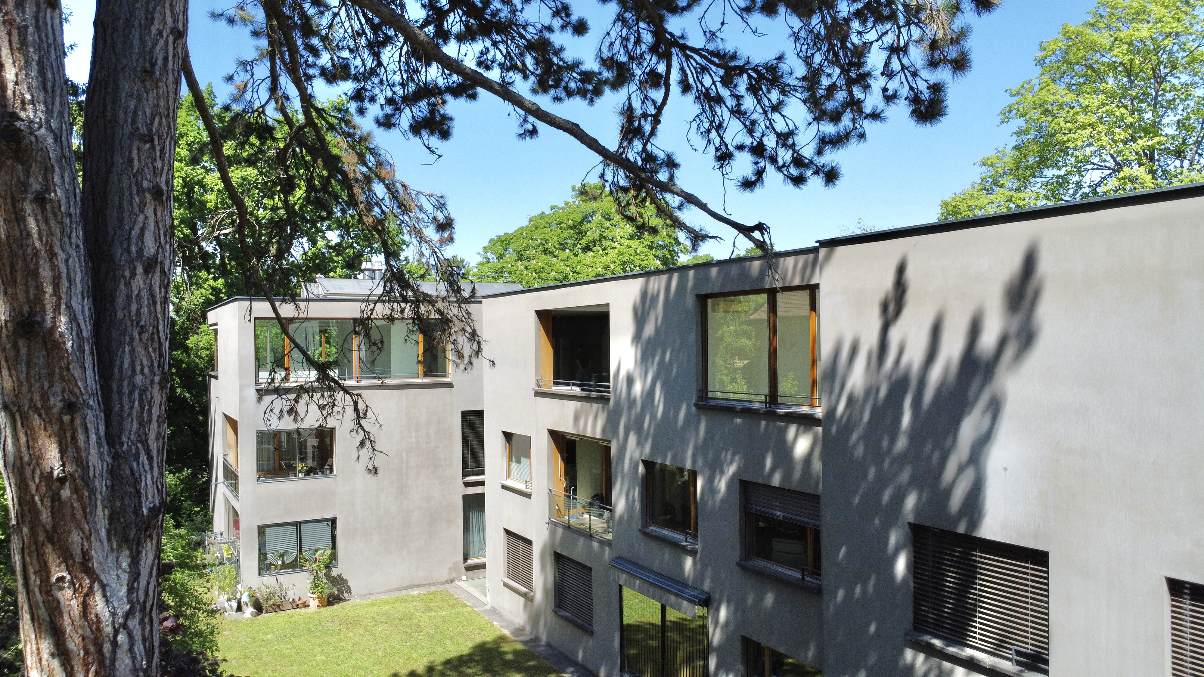 Modernes Wohnhaus in grüner Umgebung