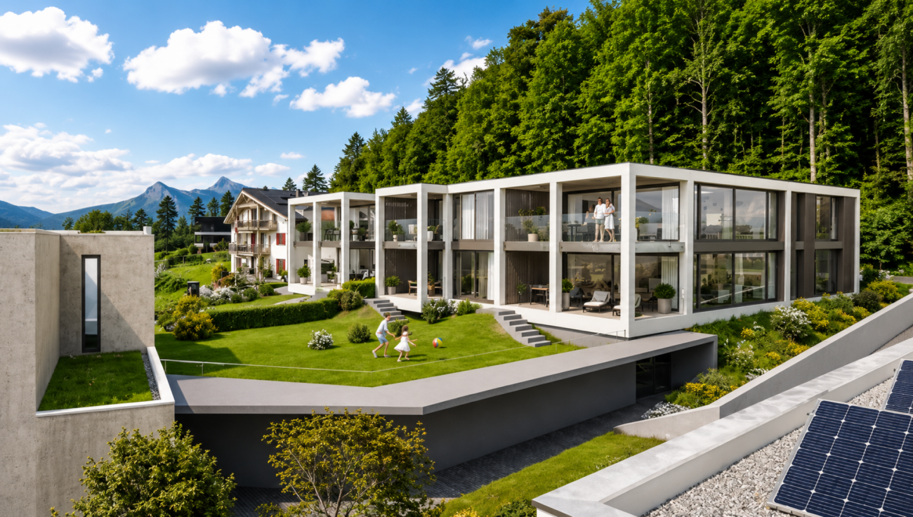 Moderne Wohnanlage in Hanglage