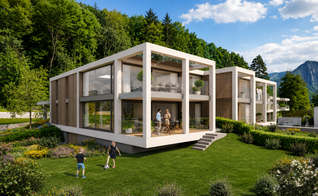 Moderne Wohnanlage mit großzügigem Garten