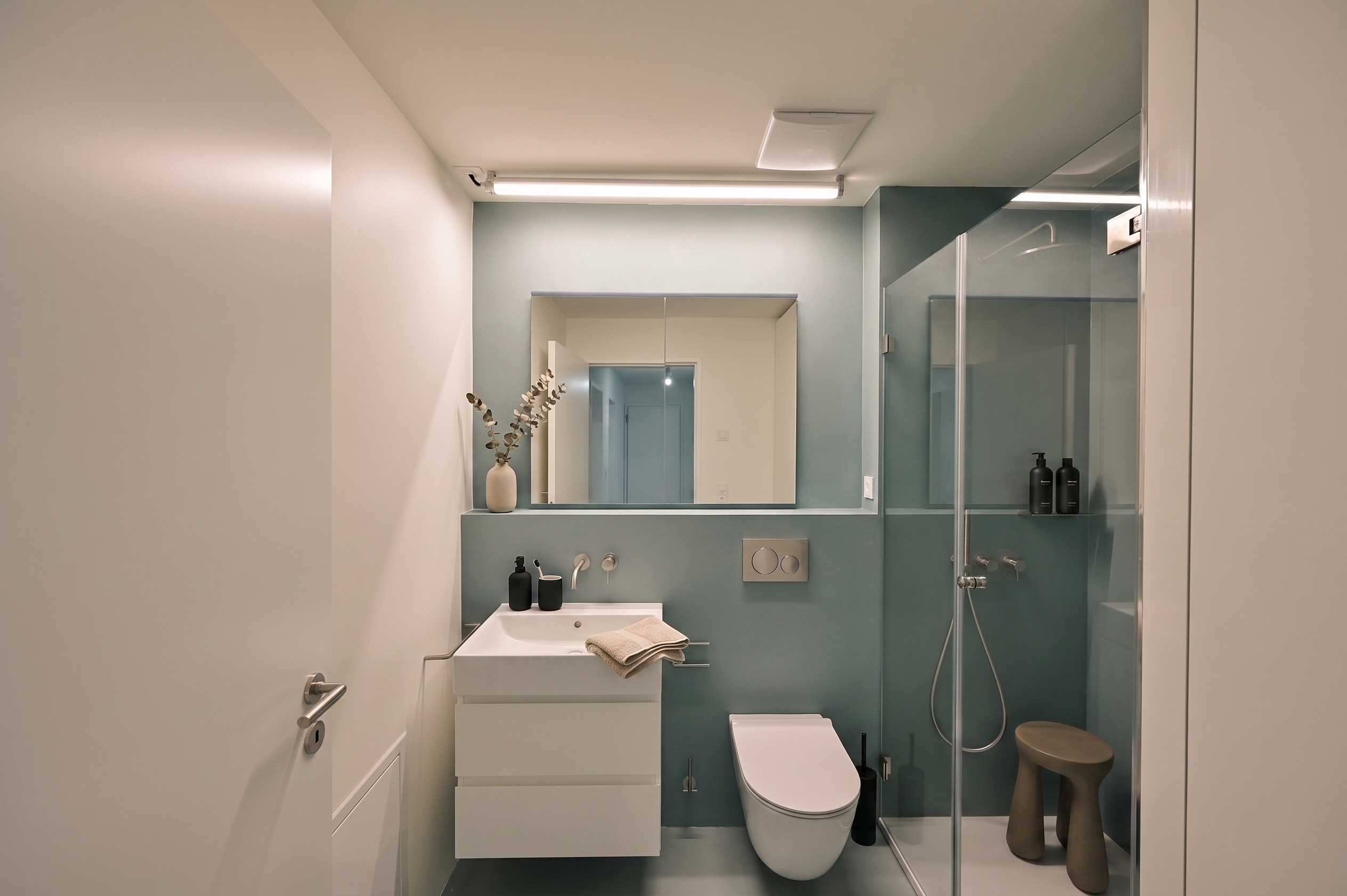 Modernes Badezimmer mit Dusche und WC