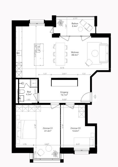 Unbekannte Grundrissdarstellung einer Wohnung