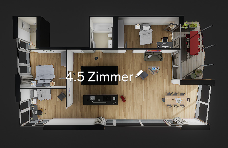 Grundriss einer 4,5-Zimmer-Wohnung