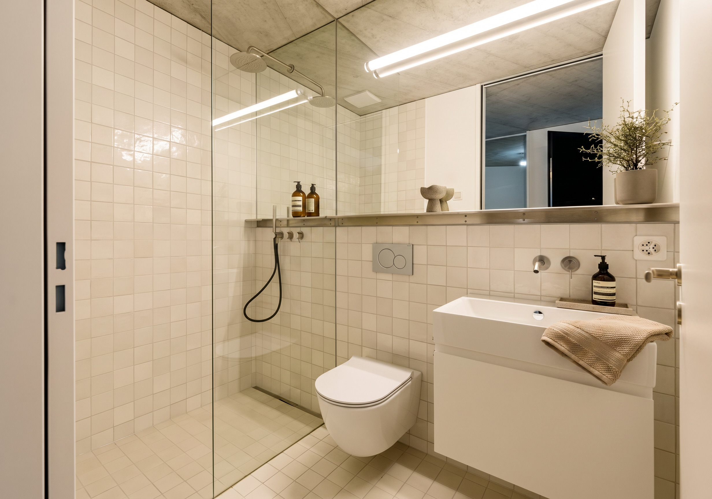 Modernes Badezimmer mit Dusche und WC