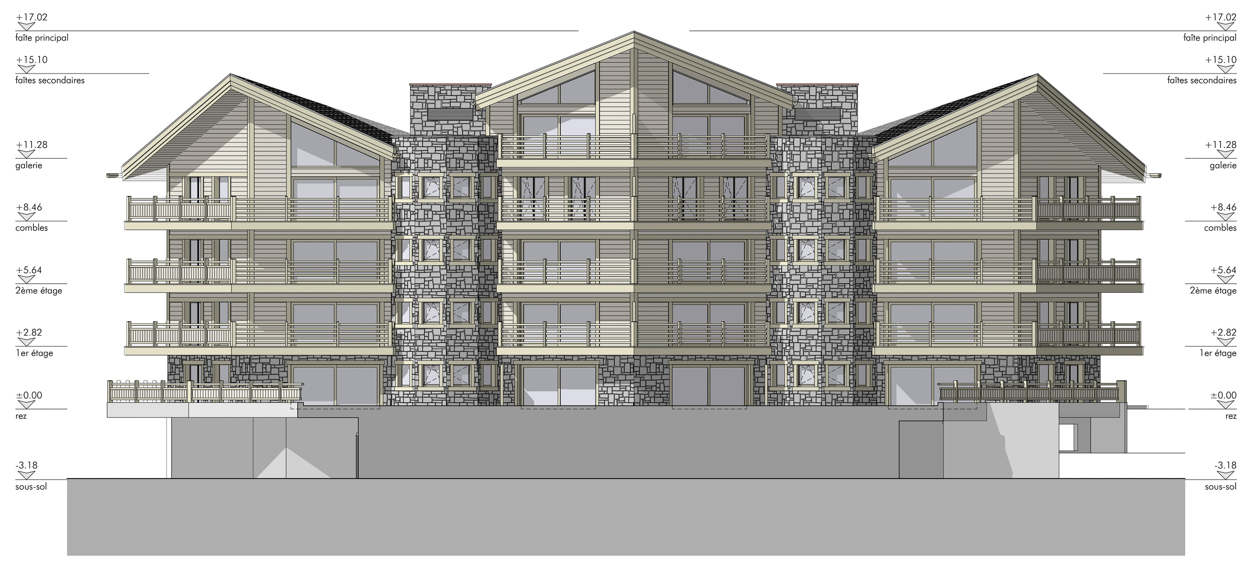 Architekturansicht eines mehrgeschossigen Gebäudes