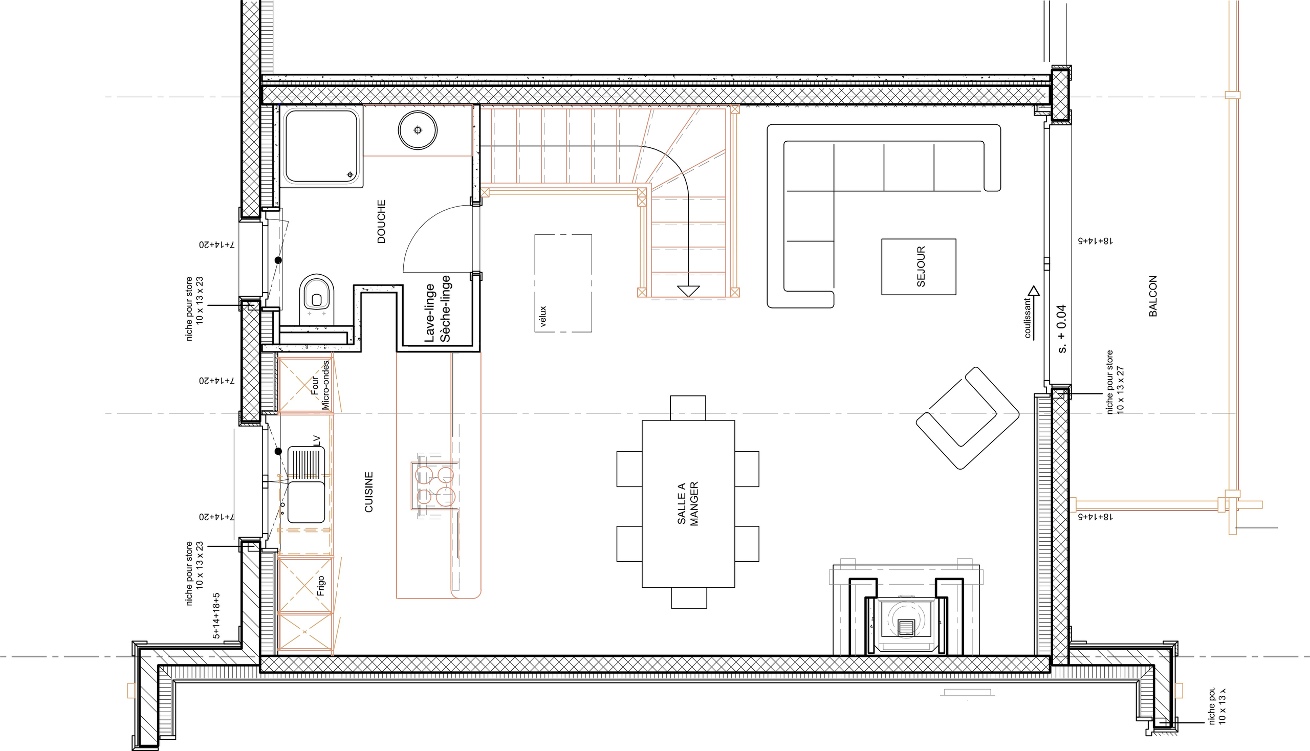 Grundriss einer Wohnung mit Balkon