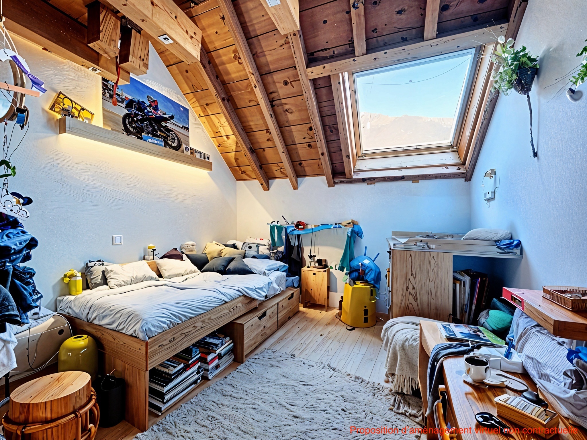 Dachgeschoss-Schlafzimmer mit Dachfenster